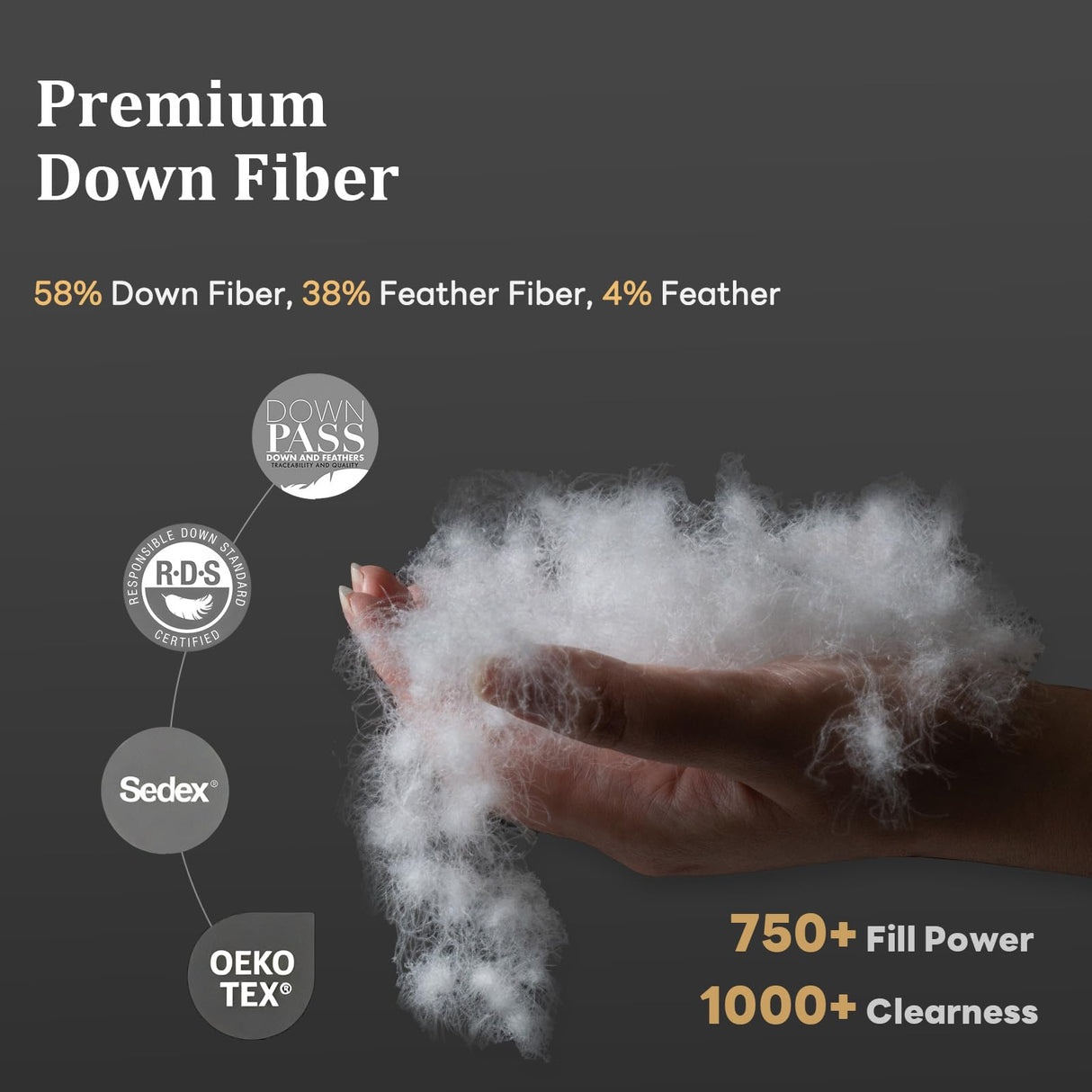 MAXICOZY Luxury Feather Down Comforter King Size, All Seasons Duvet Insert, Ultra-Soft 750 Fill Power Bed Comforters Hotel Collection, Fluffy Medium Warmth, (106x90, Grey)