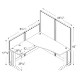 Office in an Hour 4 Person L Shaped Cubicle Workstations in Hansen Cherry