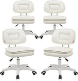 Small Rolling Stool with Backrest - Adjustable Height Vanity Chair