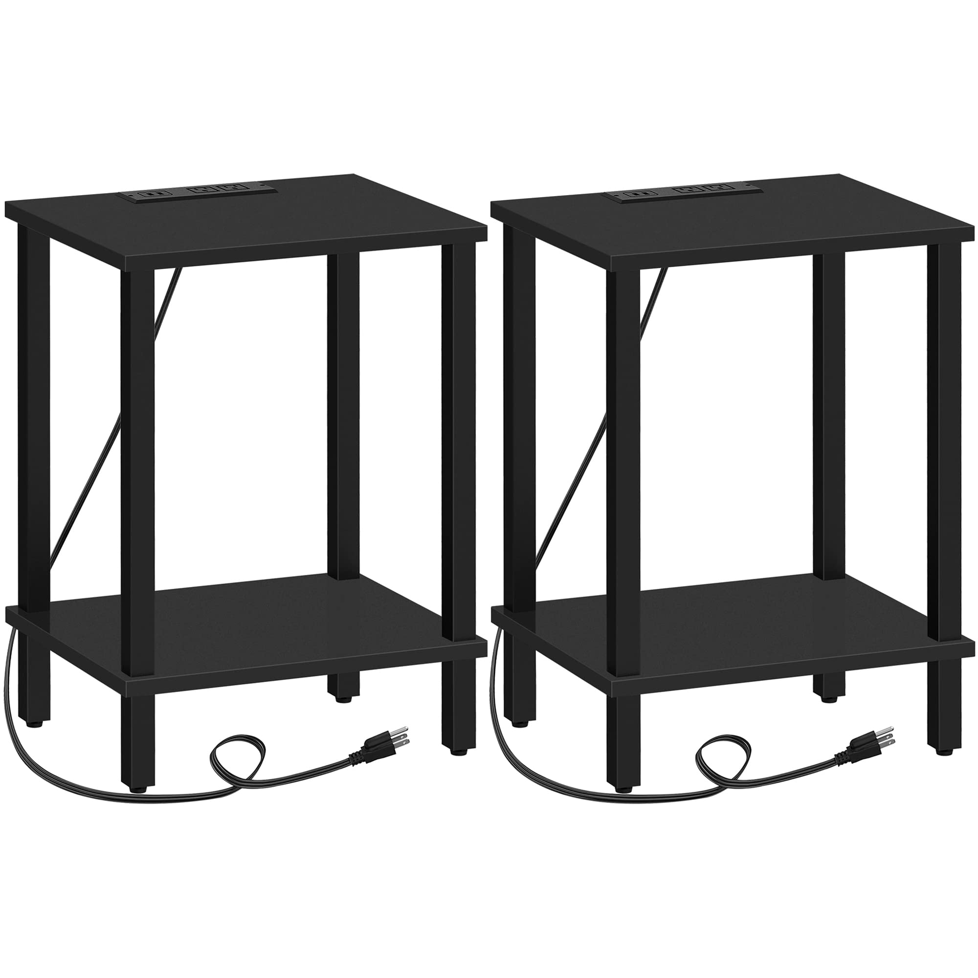 Side Table with USB Ports and Outlets, Nightstand