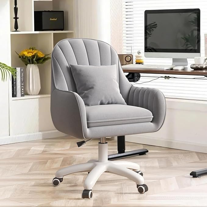 Home Office Chair Velvet Vanity Chairs Cute Makeup Desk Chair with Wheels Mid Back Computer Chairs Height Adjustable Small