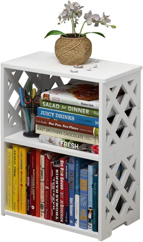 Small Bookshelf, 3-Tier White Bookcase for Kids & Adults