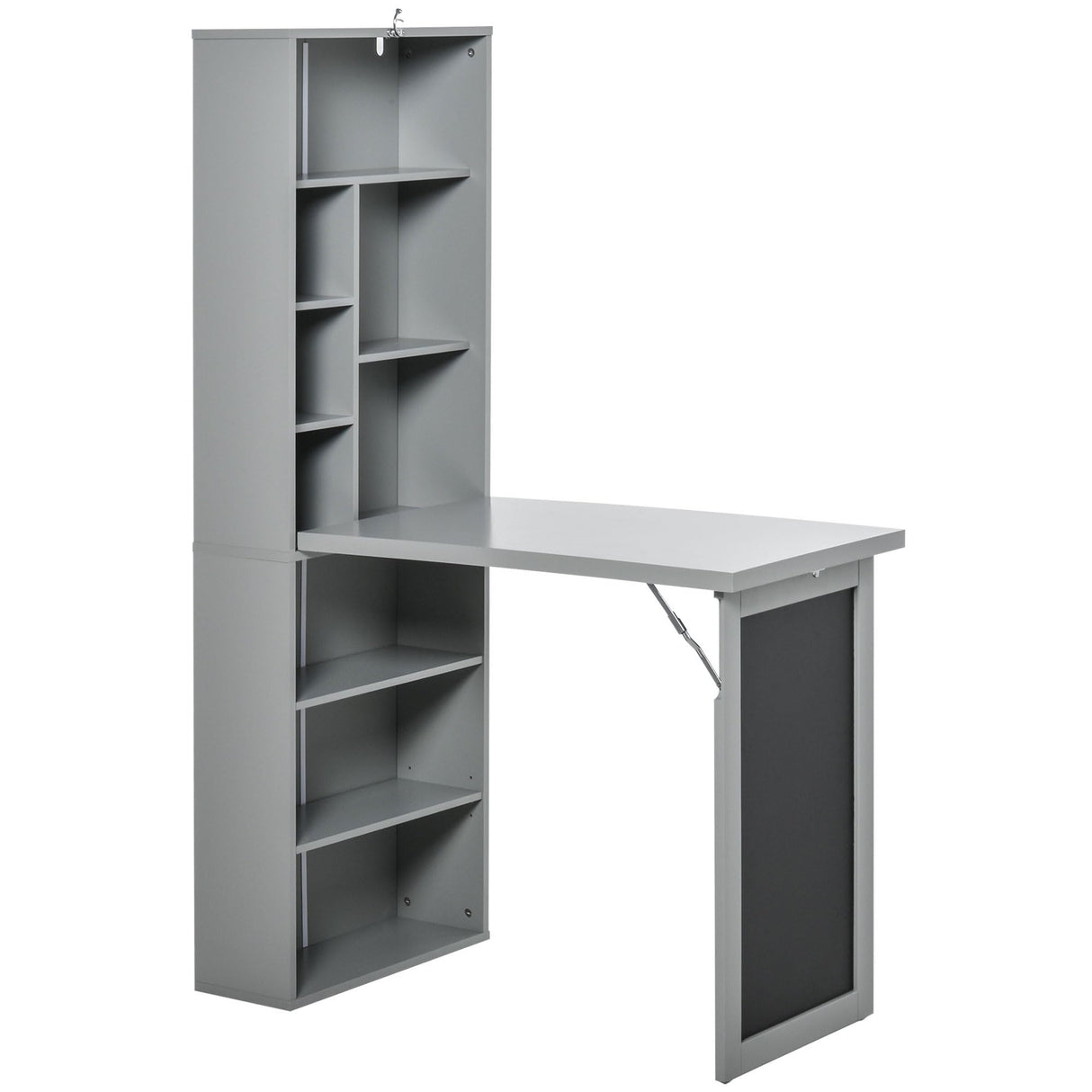 Fold-Out Convertible Writing Table Wall Mount Desk Cabinet with Blackboard and Side