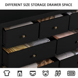 Black Dresser - Modern Dresser for Bedroom, Wooden 7 Drawer Dresser