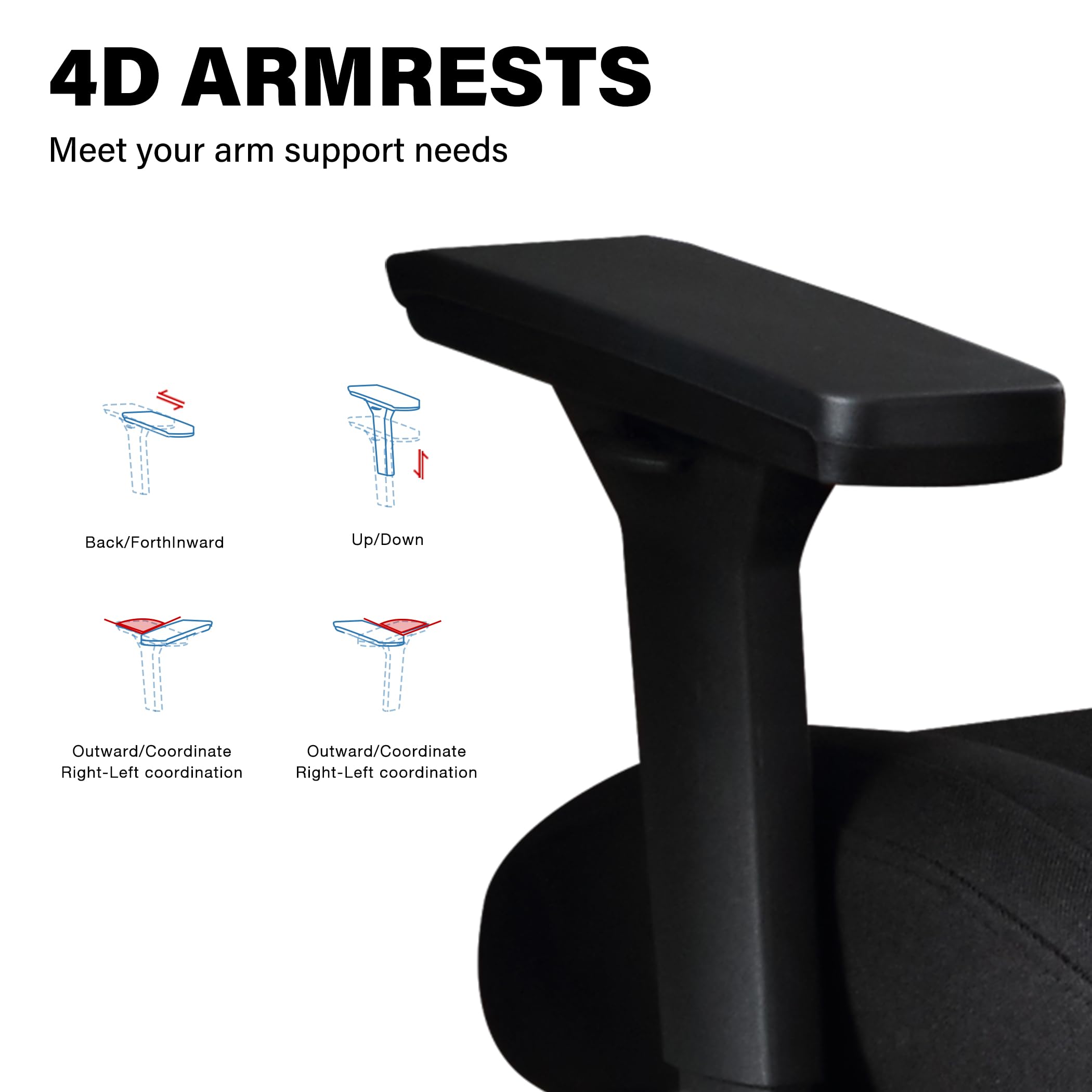 Big and Tall Office Chair 500lbs 3D Cushion Ergonomic Office Chair with 4D Armrests