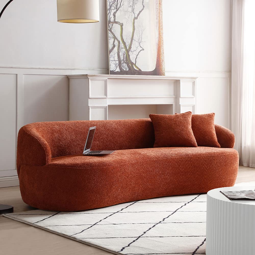 86" Curved Sofa, Modern Upholstered Boucle Curved Couch