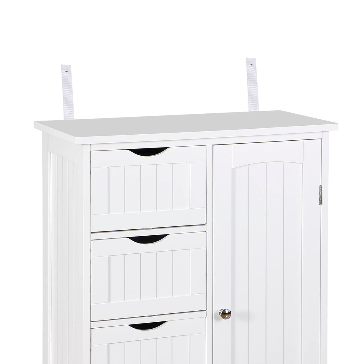 Bathroom Floor Storage Cabinet, Side Organizer with 4 Drawers and 1 Cupboard, Adjustable Shelf Freestanding