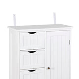 Bathroom Floor Storage Cabinet, Side Organizer with 4 Drawers and 1 Cupboard, Adjustable Shelf Freestanding