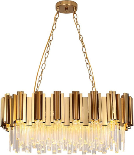 Modern K9 Crystal Pendant Lighting,Round Gold Crystal Chandelier Contemporary Luxury