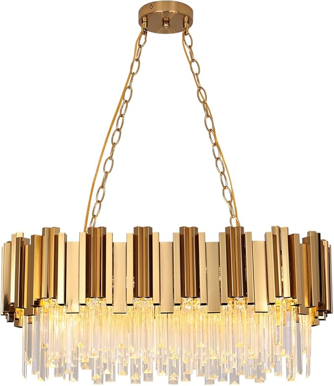 Modern Crystal Chandelier Round Crystal Pendant Light, Gold Crystal Pendant Light