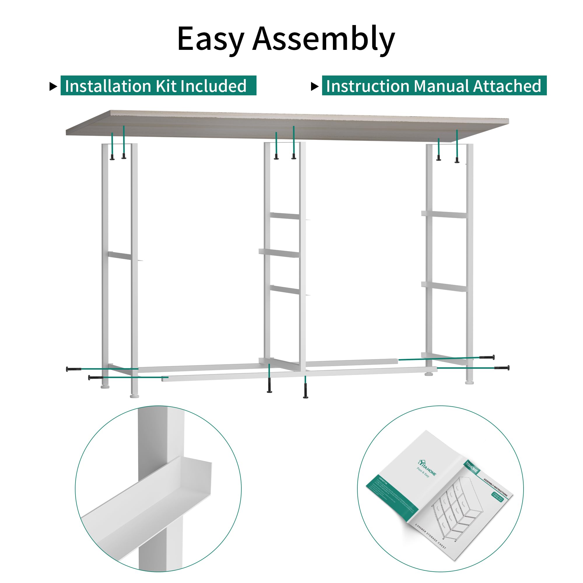 Dresser with 5 Drawers - Fabric Storage Tower, Organizer Unit for Bedroom