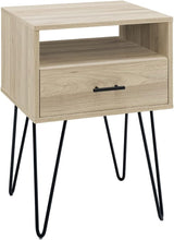 Croft Modern Small Bed Side Table Nightstand with Drawer Accent Table, 18 Inch, Birch