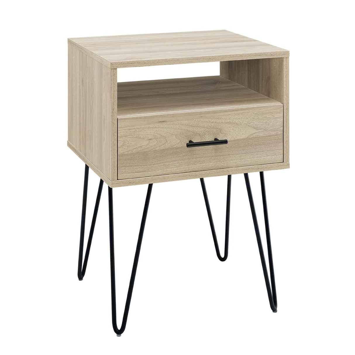 Croft Modern Small Bed Side Table Nightstand with Drawer Accent Table, 18 Inch, Birch