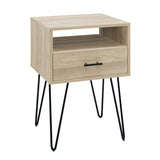 Croft Modern Small Bed Side Table Nightstand with Drawer Accent Table, 18 Inch, Birch