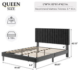 HQuAOARA een Size Platform Bed Frame with Velvet Upholstered Headboard