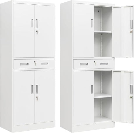 Metal Cabinet, Garage Storage Cabinet with Drawers and Adjustable Shelves for Garage