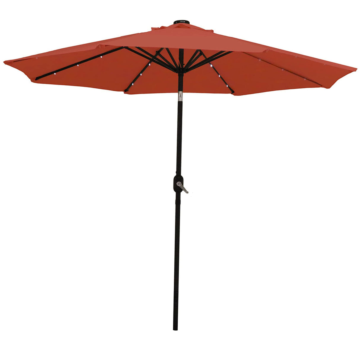9 ft Outdoor Patio Umbrella with Solar Lights - Polyester LED Table Market Umbrella