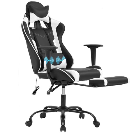 Racing Gaming Chair Office Massage Chair Ergonomic Recliner with Computer Desk PU