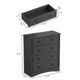 Modern 4 Drawer Dresser, Dressers for Bedroom, Tall Chest of Drawers Closet Organizers and Storage for Clothes - Easy Pull Handle, Textured Borders Drawers for Living Room, Hallway, Black