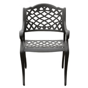 Traditional Outdoor Cast Aluminum Black Patio Dining Chair