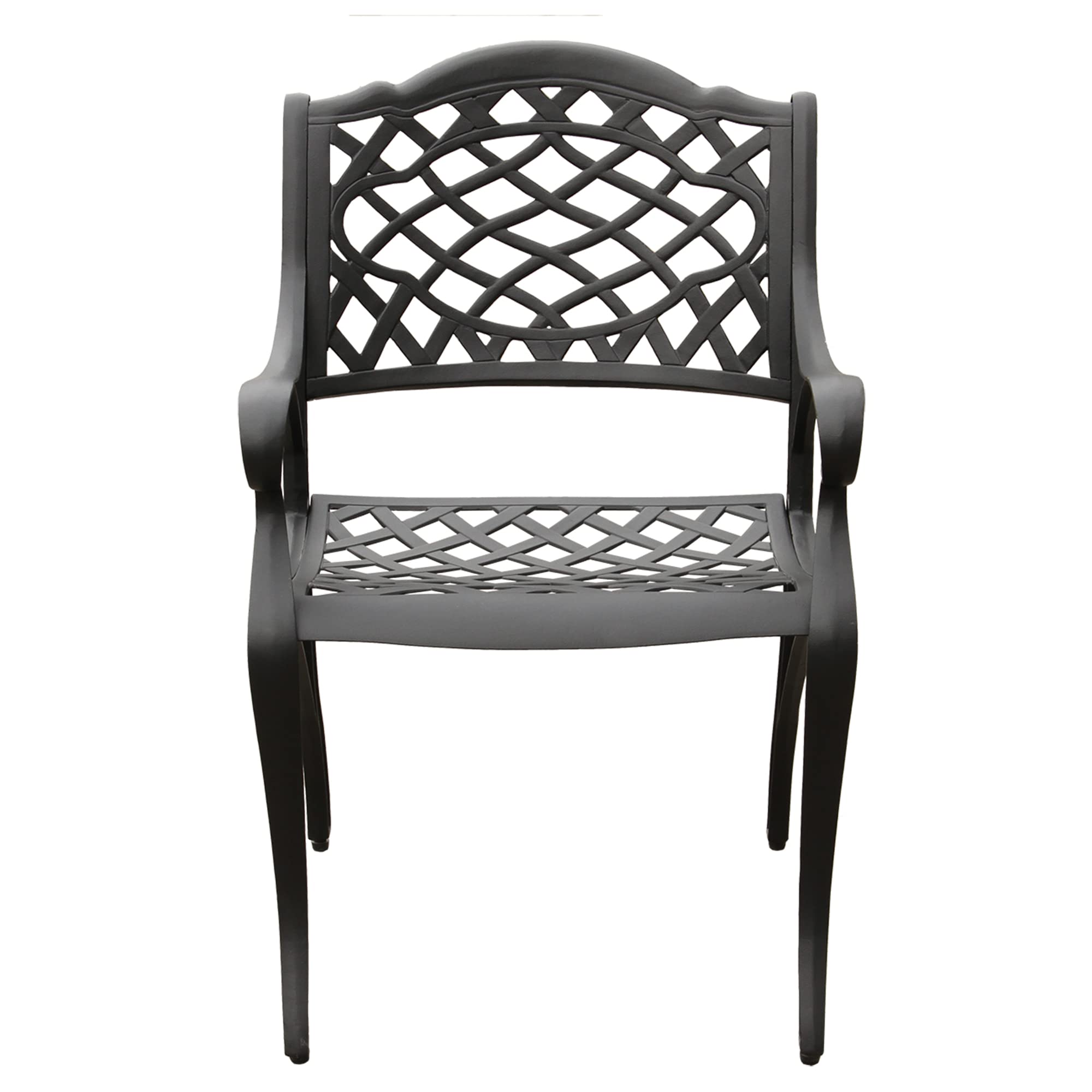 Traditional Outdoor Cast Aluminum Black Patio Dining Chair