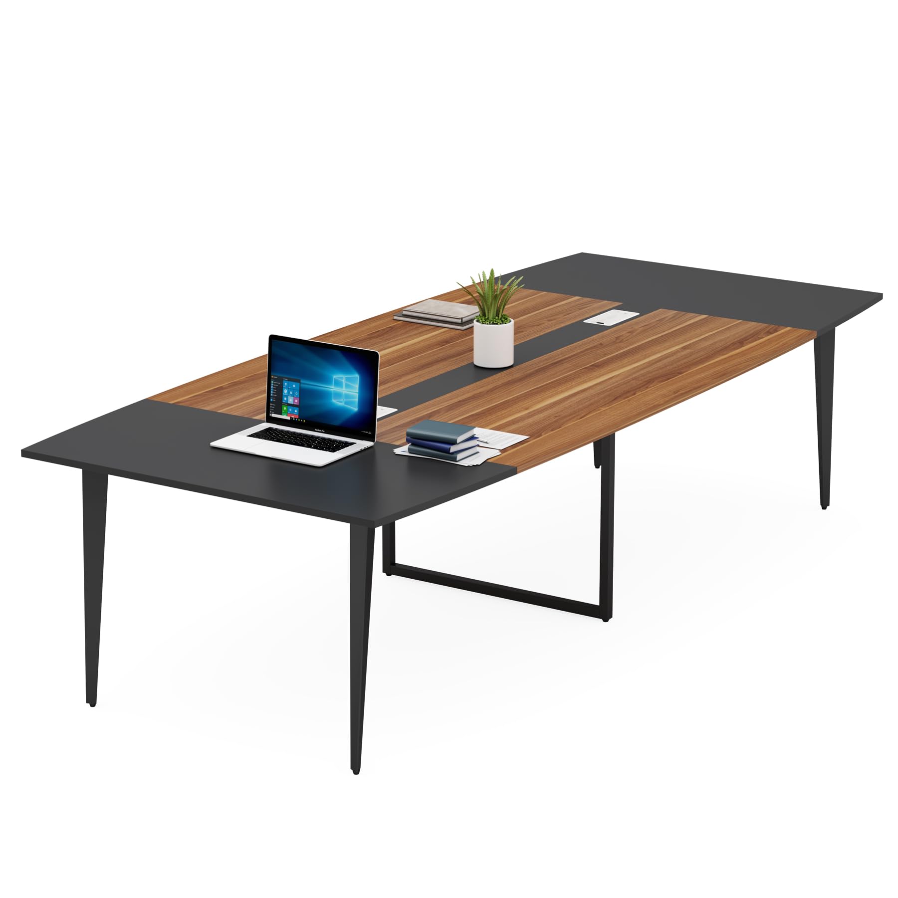 8FT Conference Table, 94.48L x 47.24W x 29.52H Inches Boat Shaped Meeting Table