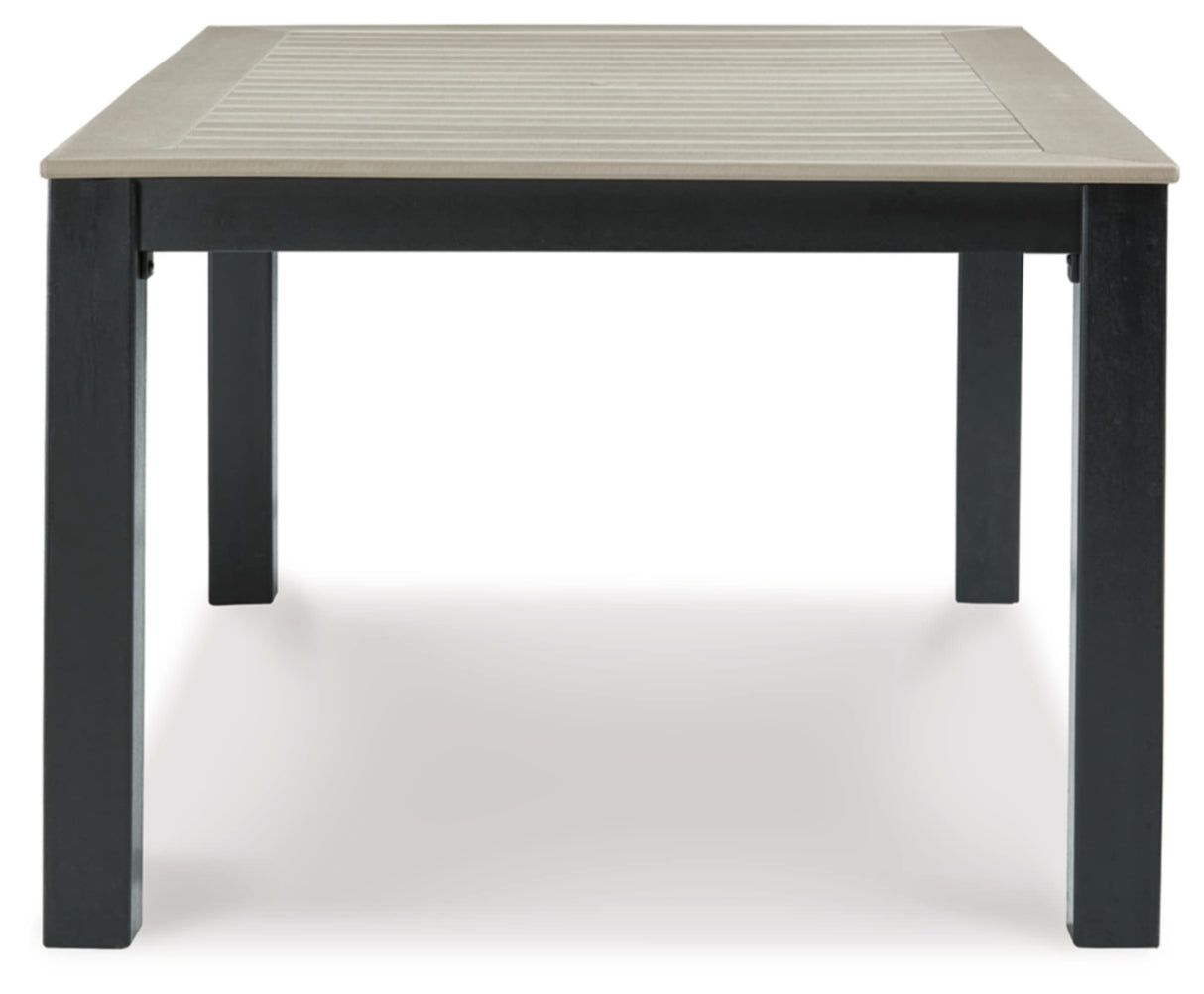 Outdoor Dining Table with Umbrella Option, Light Gray & Black