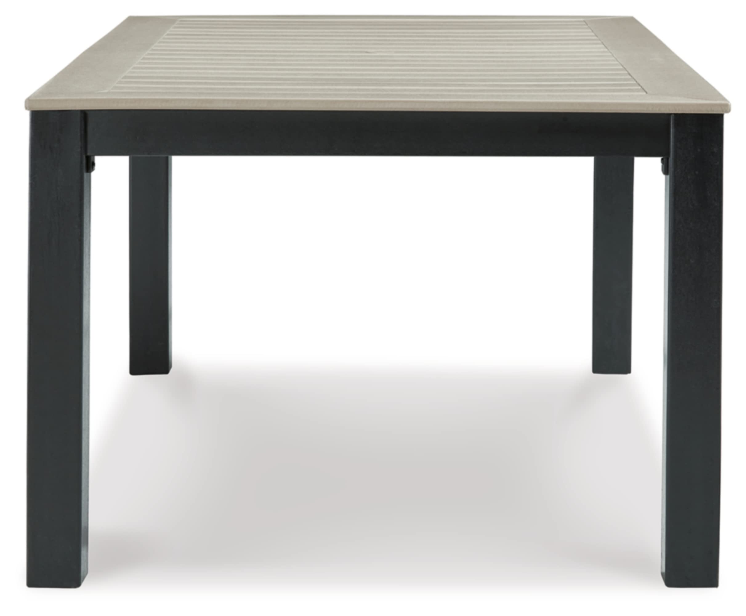 Outdoor Dining Table with Umbrella Option, Light Gray & Black