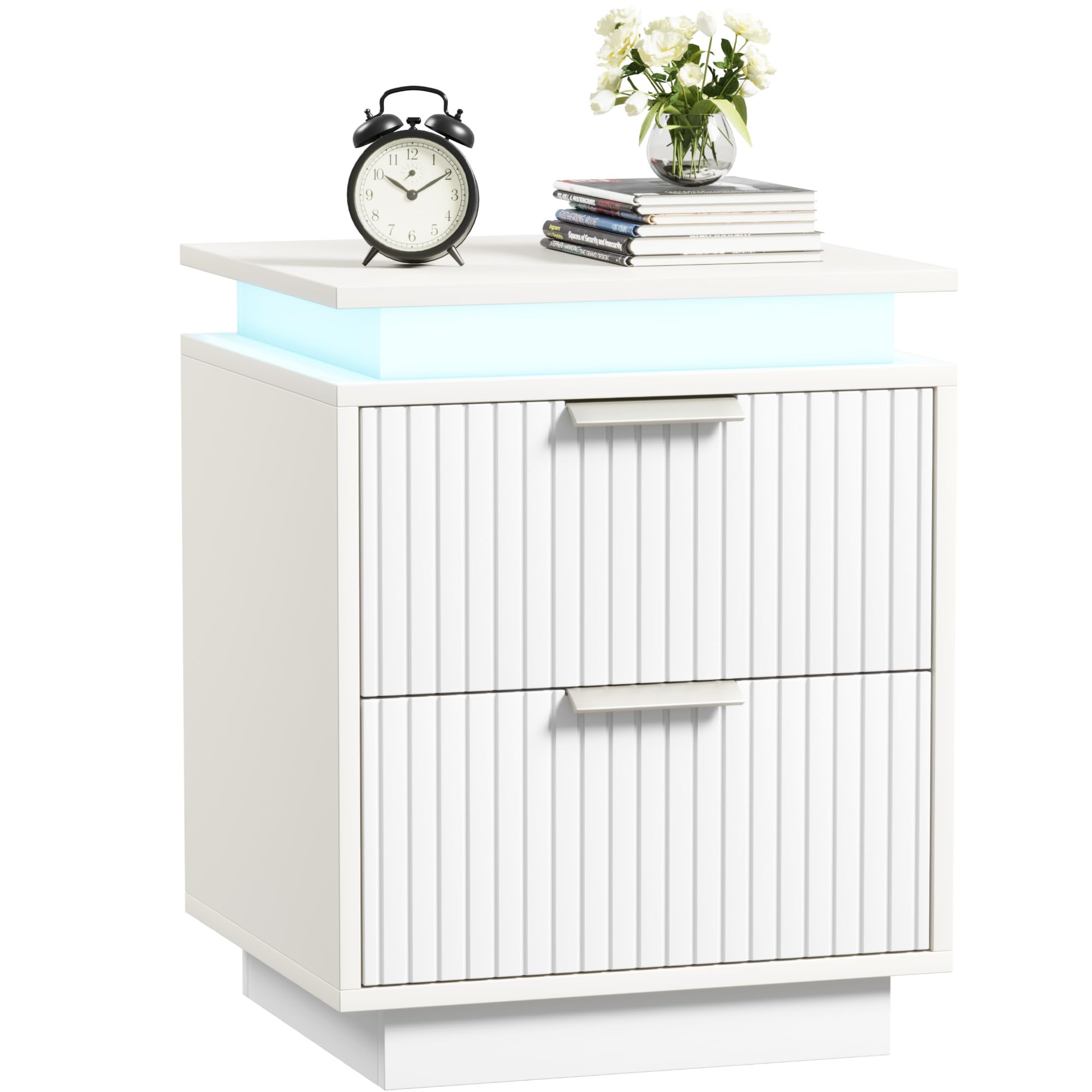 Nightstand with LED Light, Set of 2 Night Stand