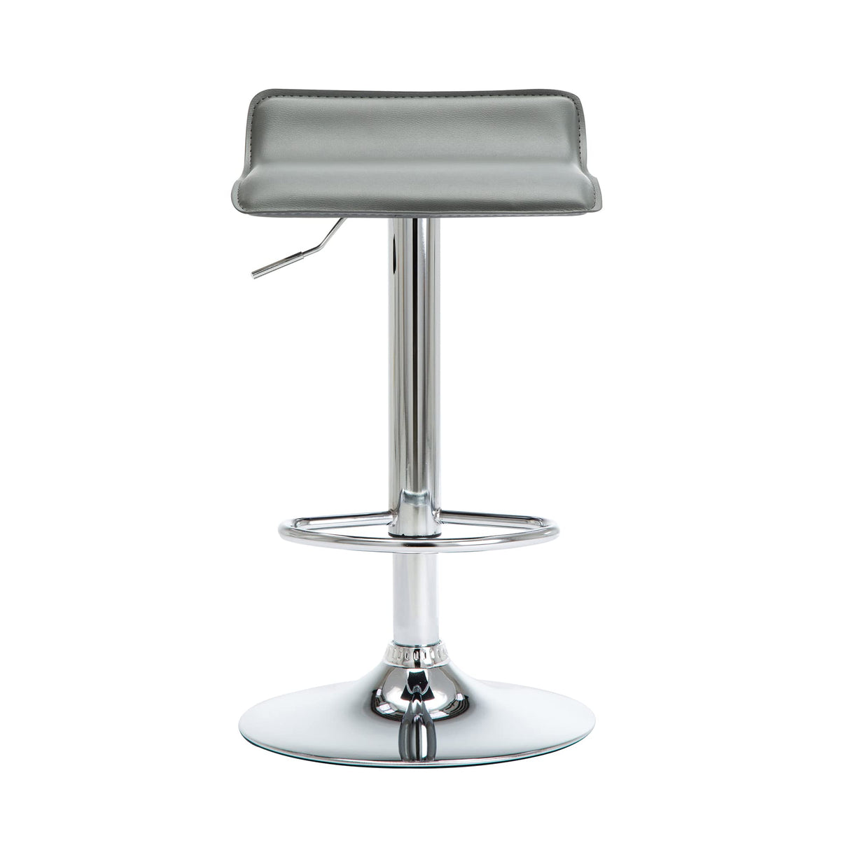 Contemporary Chrome Air Lift Adjustable Swivel Bar Stool, Set of 2, Gray