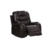 Faux Leather Tufted Power Motion Recliner in Brown