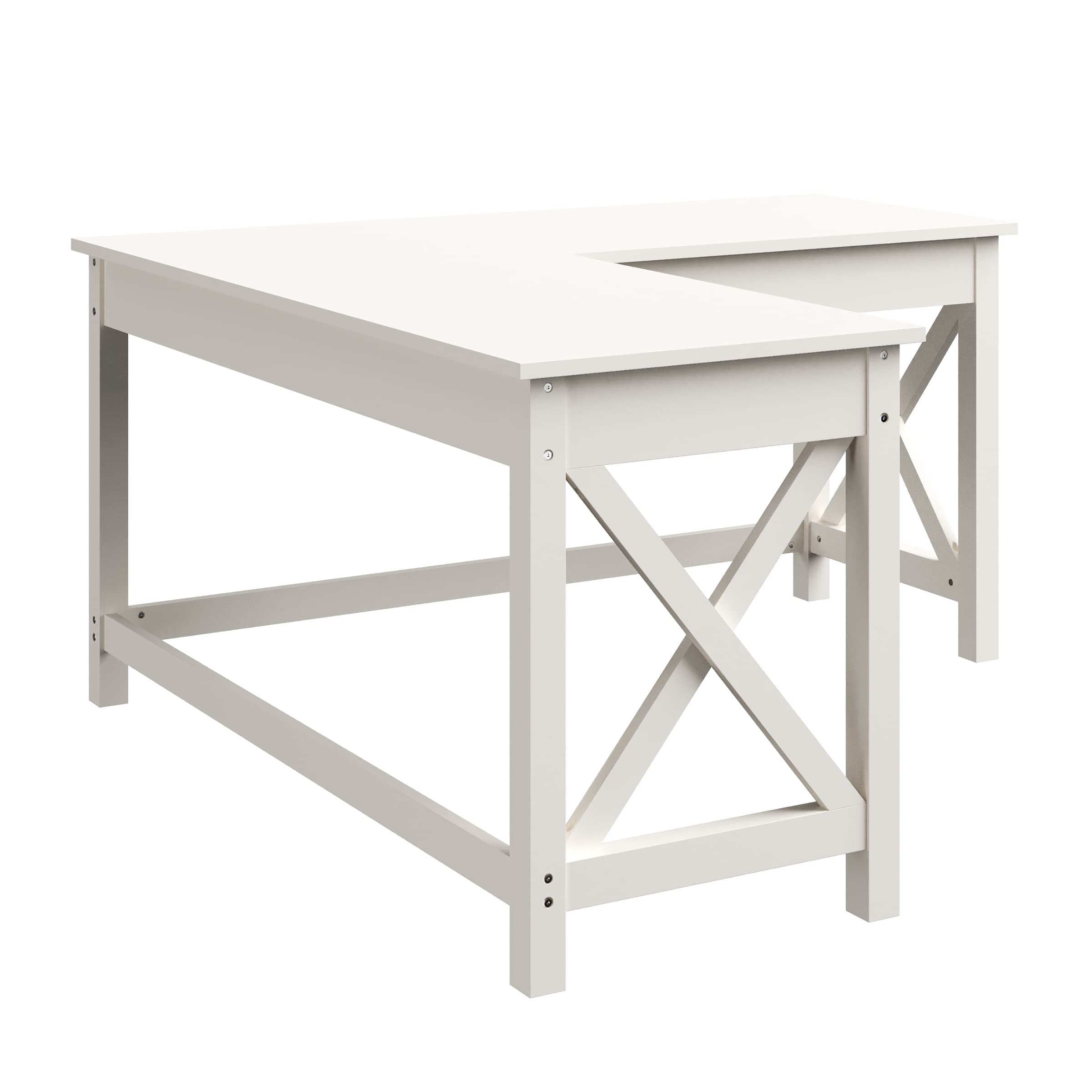 Computer Desk - L-Shaped Desk with X-Pattern Legs - for Office, Computer, or Craft Table