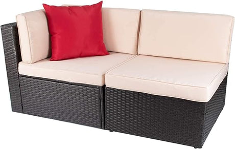 2 Pieces Patio Furniture Sofa Sets Outdoor All-Weather Sectional Corner Sofa