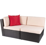 2 Pieces Patio Furniture Sofa Sets Outdoor All-Weather Sectional Corner Sofa