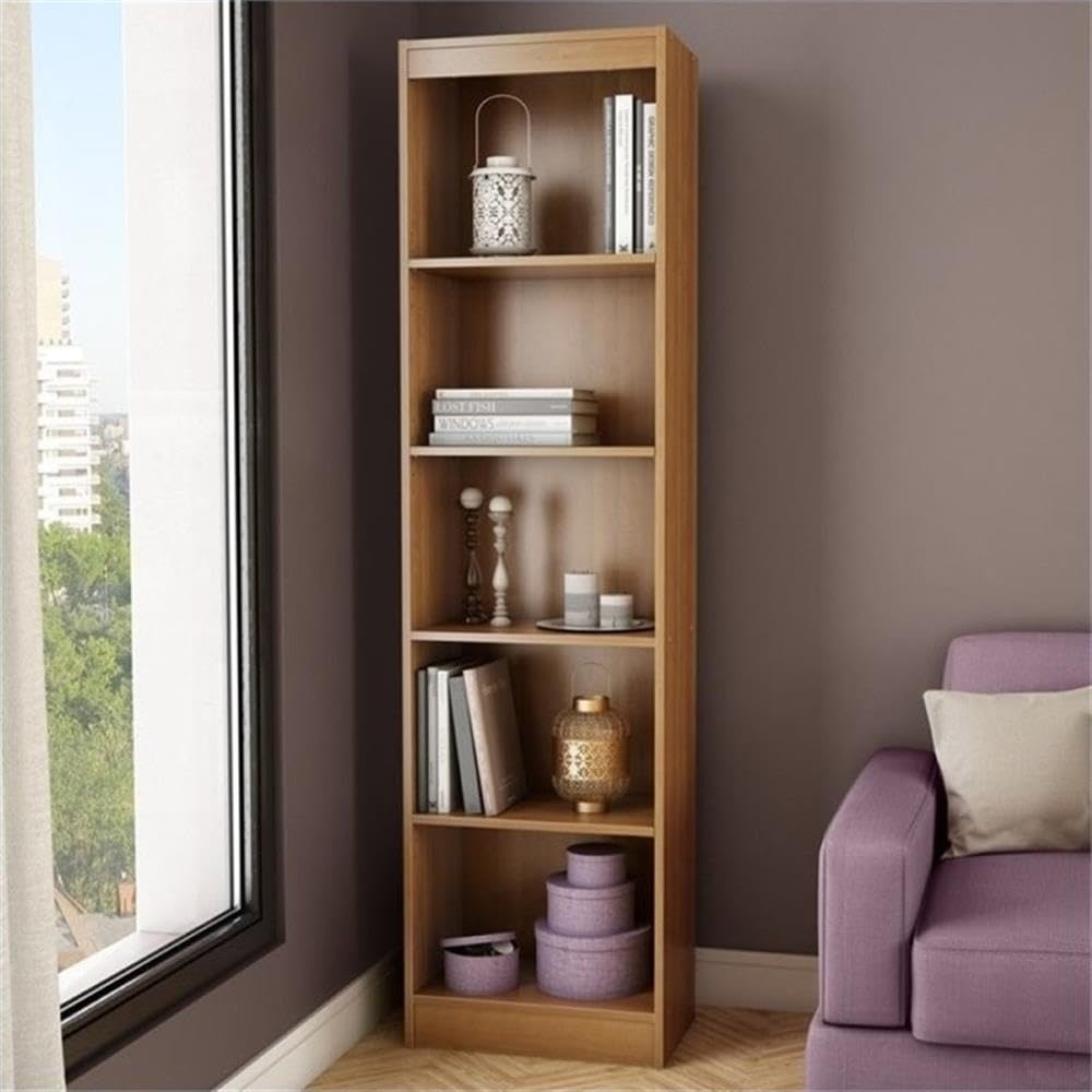 Axess 5-Shelf Narrow Bookcase-Morgan Cherry