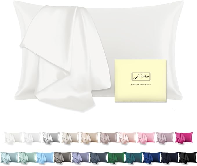 Mulberry Silk Pillowcase for Hair and Skin Standard Size 20"X 26" with Hidden Zipper