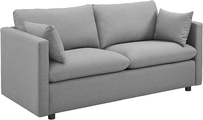 Activate Contemporary Modern Fabric Upholstered Apartment Sofa Couch In Light Gray