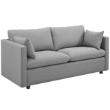 Activate Contemporary Modern Fabric Upholstered Apartment Sofa Couch In Light Gray