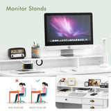 White Desk with Drawers, 47 Inch Home Office Computer Desk with File Drawers Student Girls Desks Teens Writing Table with Hutch, Small Desk with Drawer for Bedroom, White