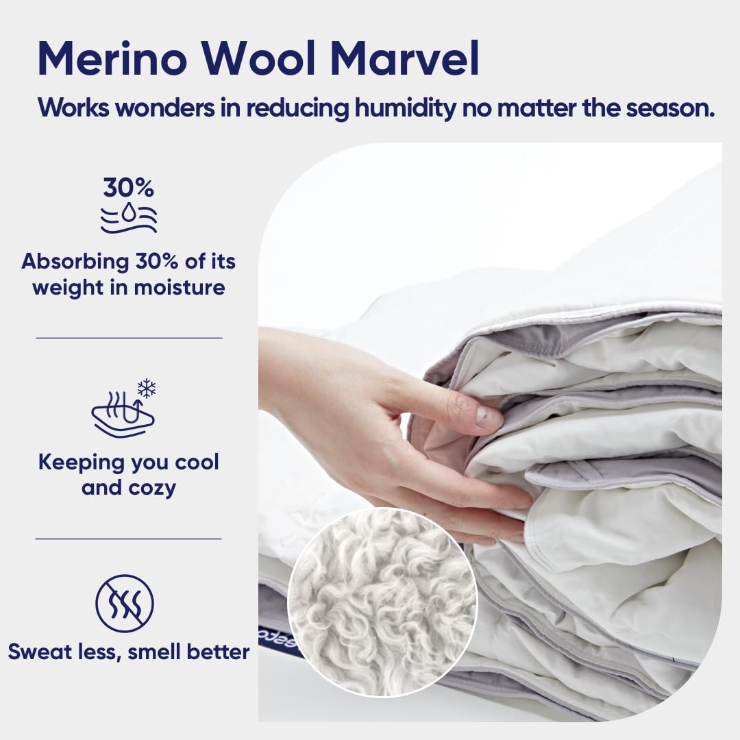 All Season Merino Wool Comforter - 100% New Zealand Wool Queen Size