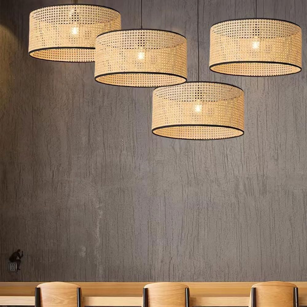 Pendant Light,Vintage Farmhouse Bamboo Cone Chandeliers,Modern Retro Boho