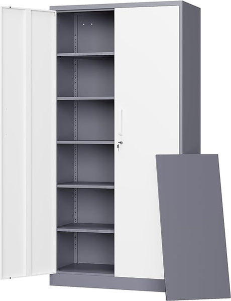 Metal Storage Cabinets with Lock Doors,Tall Locker Organizer Steel Garage Cabinets