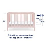 Charlie 6-in-1 Convertible Crib - Greenguard Gold Certified, Blush Pink