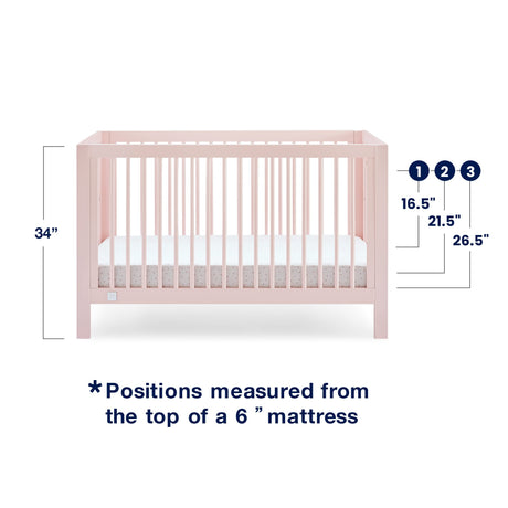 Charlie 6-in-1 Convertible Crib - Greenguard Gold Certified, Blush Pink