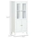 Bathroom Floor Cabinet with 2 Storage Cabinets, Tempered Glass Door