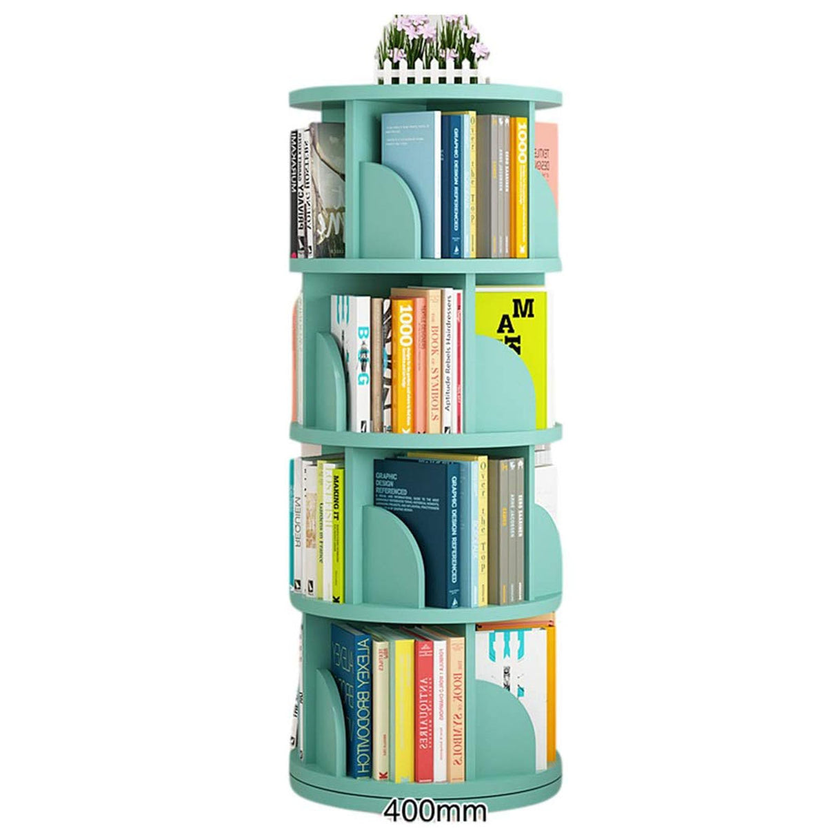 360° Revolving Bookcase Corner PVC Wood-Plastic Board Display Cabinet for Office Home