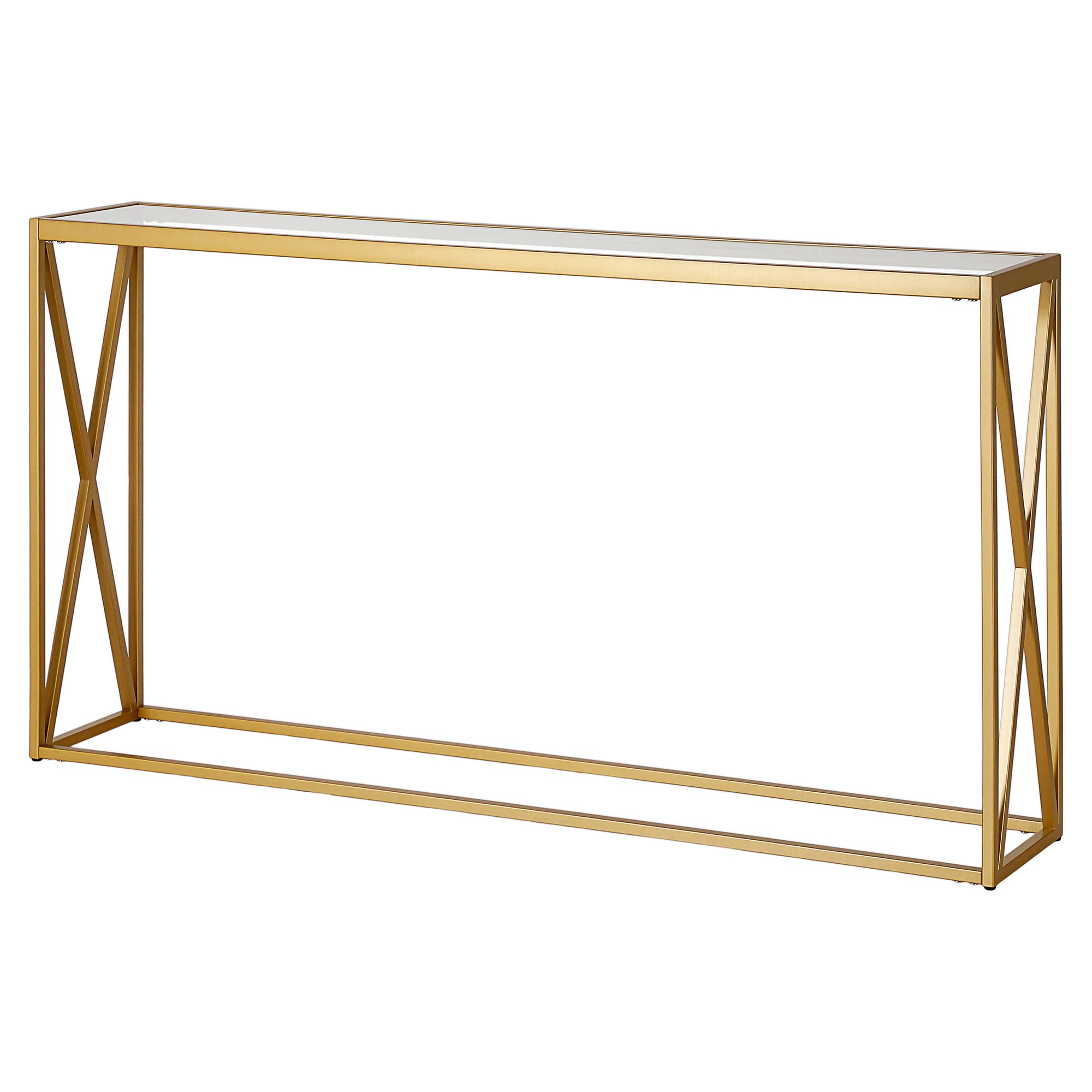 Arlo 55'' Wide Rectangular Console Table in Brass