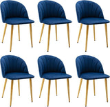 Velvet Dining Chairs Set of 4, Mid Century Modern Accent Leisure Chairs with Metal Legs