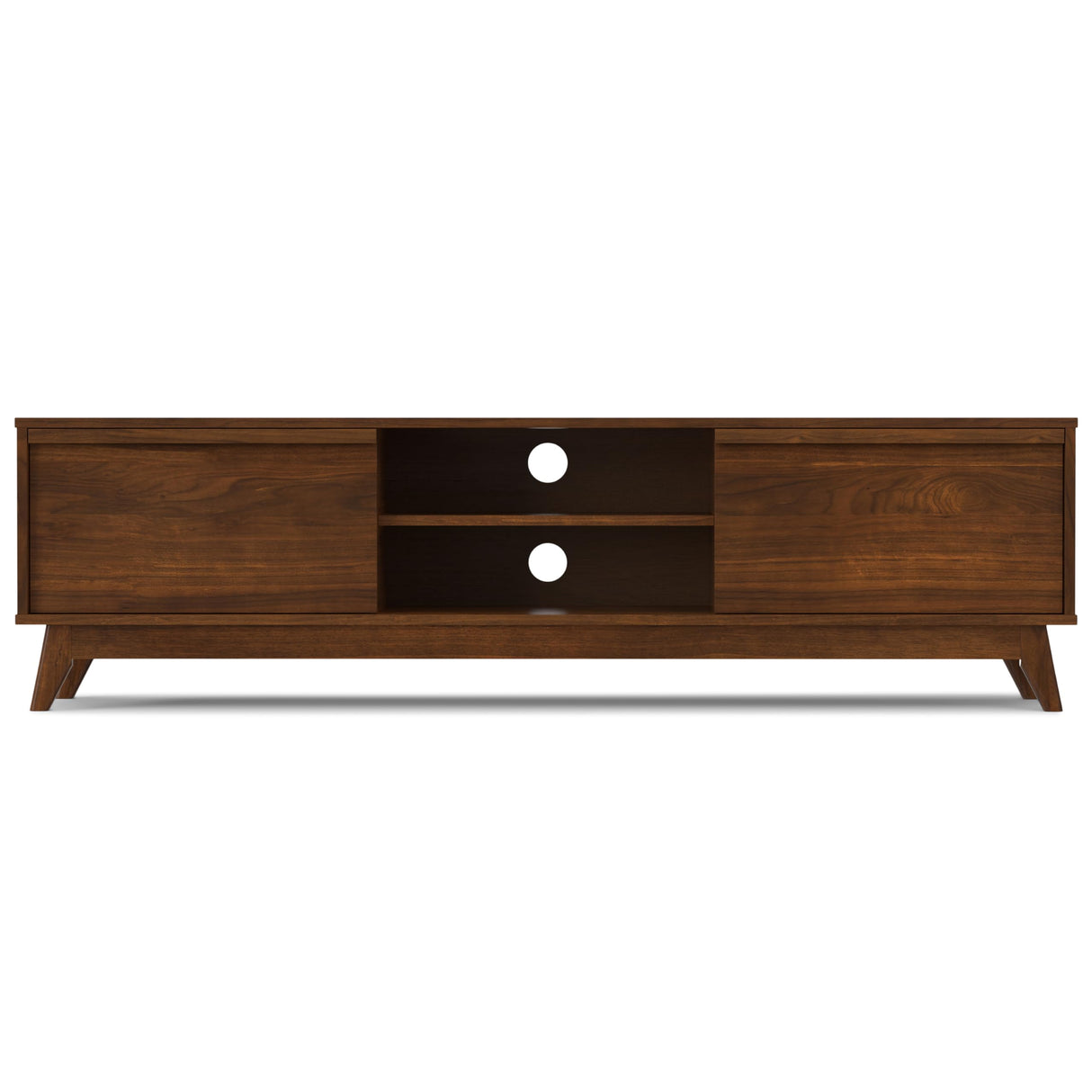 SIMPLIHOME Lennon 72 inch Wide Mid Century Modern TV Media Stand in Walnut Veneer for the Living Room and Entertainment Center