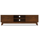 SIMPLIHOME Lennon 72 inch Wide Mid Century Modern TV Media Stand in Walnut Veneer for the Living Room and Entertainment Center